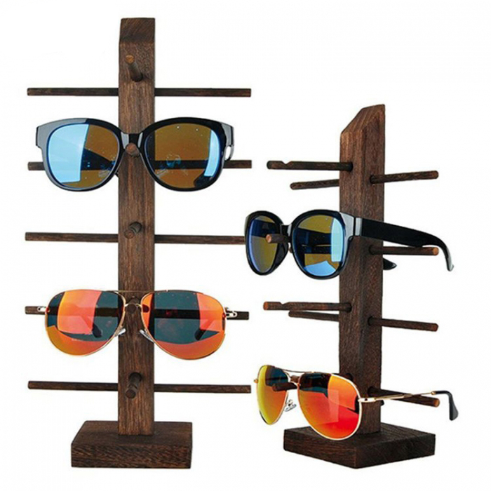 5-Layers Brown Wood Customized Sunglasses Display Stand For Sale (1)
