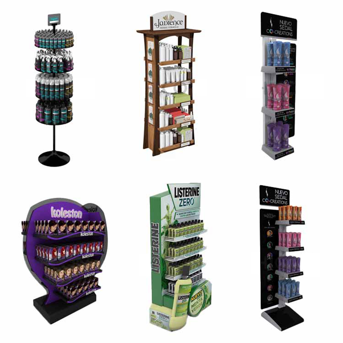5-Tier Wood A Shape Hair Product Shampoo Display Rack For Retail Stores (8)