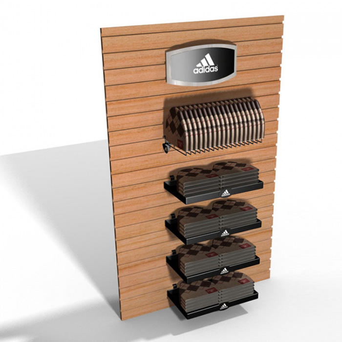 Athletic Brown Customized Wood Slatwall Gondola Display Units (2)