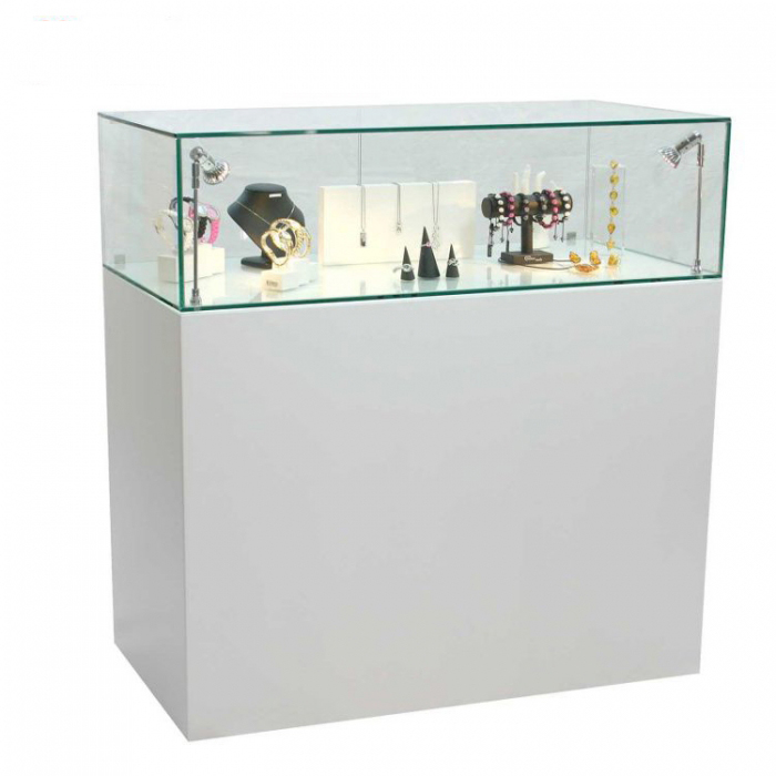 Attractive Floor Glass Jewelry Display Cases Supplies With Light (1)