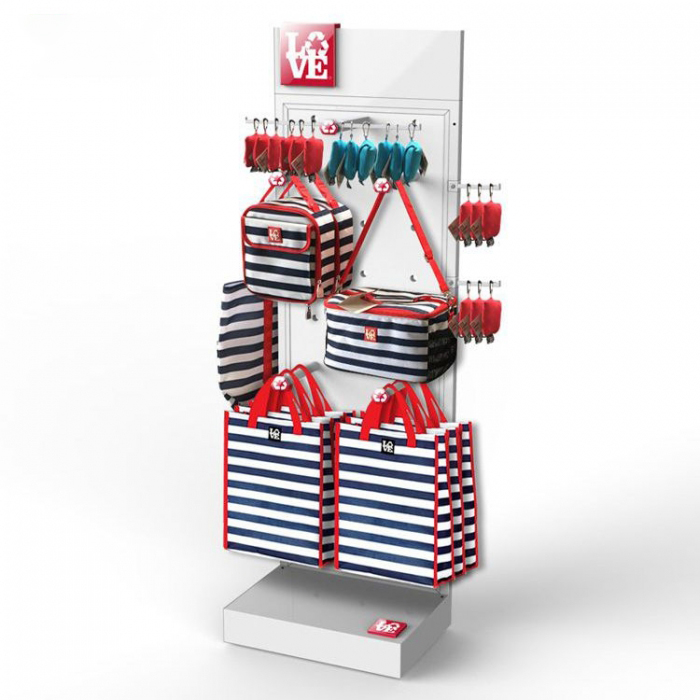 Big Red Metal Merchandise Bag Retail Shopping Display Stand Store (1)