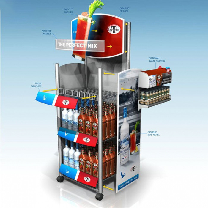 Colorful Metal Blue Advertising Energy Soft Drinks Display Cabinet (3)