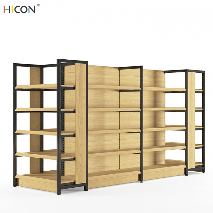 Metal Supermarket Shelf Retail Shop Cosmetic Display Wooden Stand Rack -  China Rack Stand, Retail Gondola