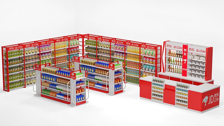 Convenient Double Side Gray Metal Store Shelving for Retail Store
