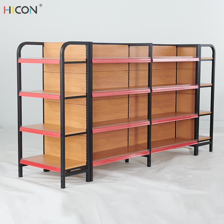 Cost Effective Factory Brown Wood Retail Display Shelving With Cabinet (5)