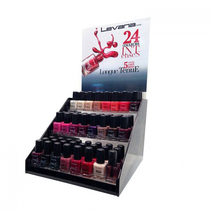 Create A Brand Cosmetic Shop Commercial Tabletop 3-Tier Clear Acrylic Nail Polish Display Shelf (3)