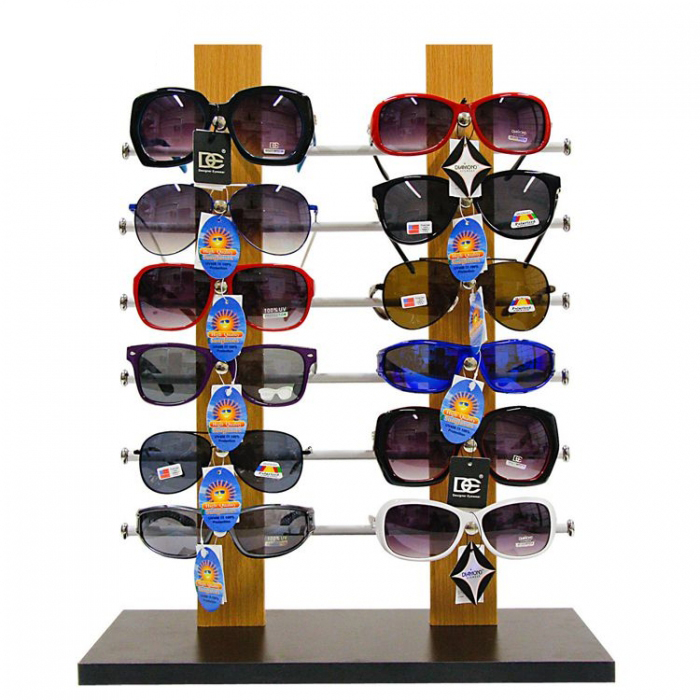 Creative Brown Wood Customized Countertop Sunglasses Display Rack (3)
