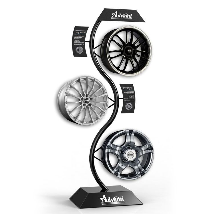 Creative Floor Custom Metal 3 Automotive Car Wheel Rim Display Racks (2)