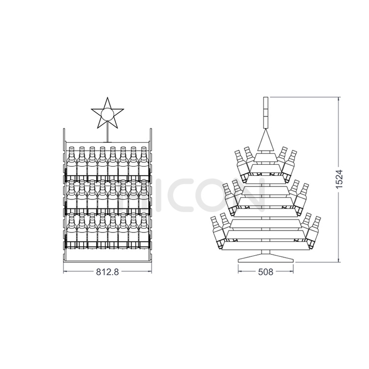 Custom 2-Way Metal Wooden Rack Christmas Tree Beverage Display Stand (4)