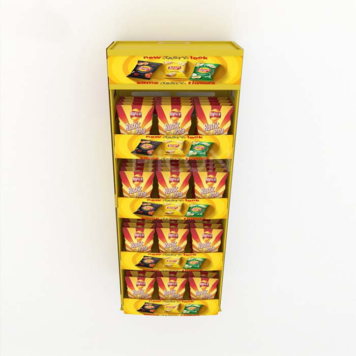 Custom 4-Tiers Yellow Metal Food Display Rack Design For Sale (5)