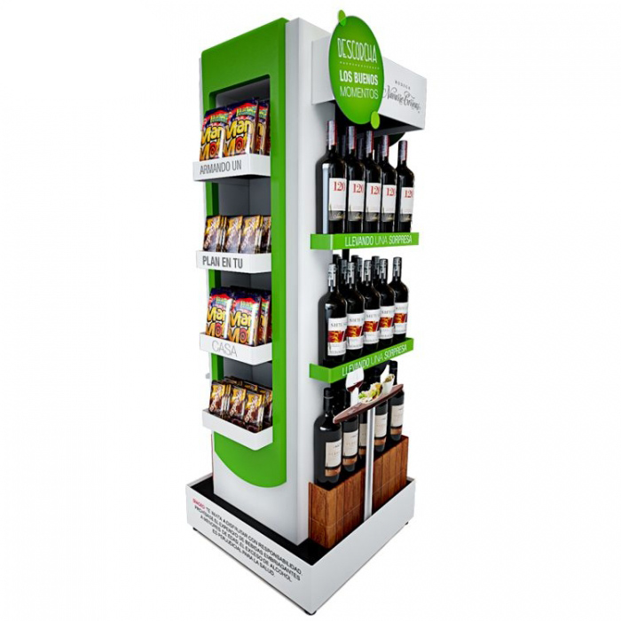 Custom Logo Free Standing Beverage Shop Retail Liquor Pos Display Racks (2)
