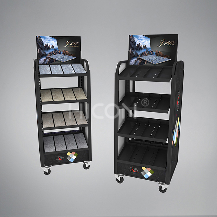 Custom Movable 4-Tier Tile Stand Display Metal Display Stand For Tiles (4)