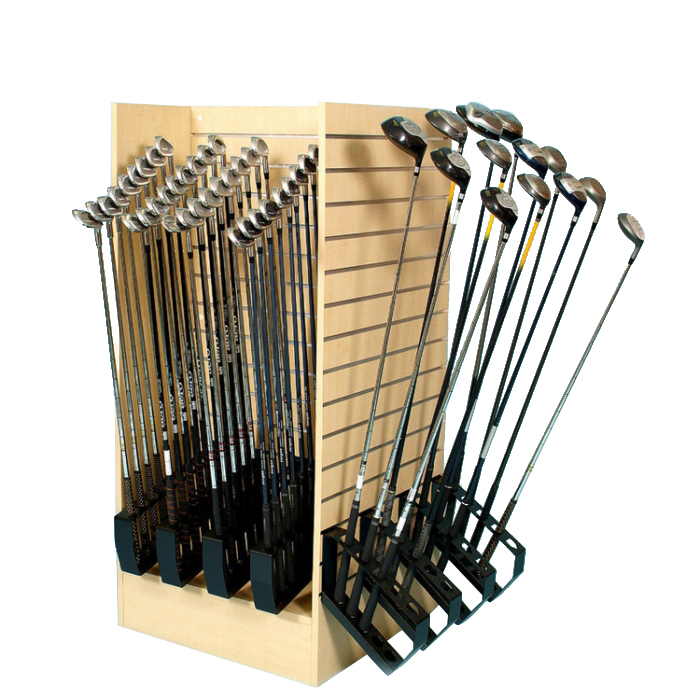 Custom Retail Store 4-Way Floor Wood Or MDF Golf Club Display Stand (1)