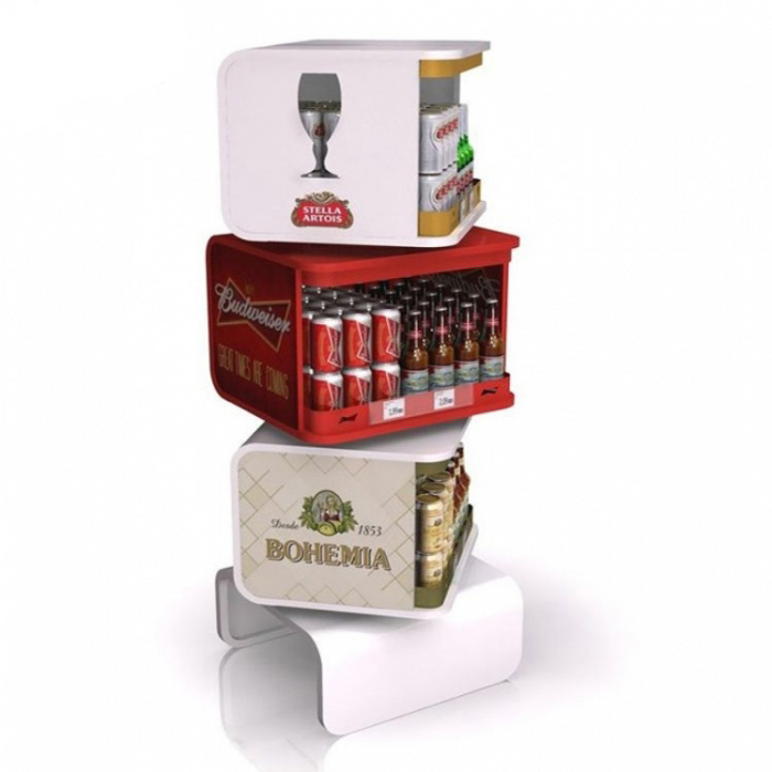 Custom Single Side Flooring Supermarket Creative Merchandising Metal Pos Beer Wine Displays (1)