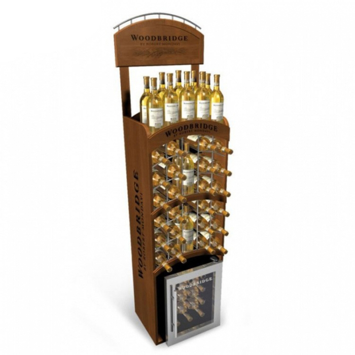 Custom Wine Bottle Display Rack, Free Standing Wine Rack, Supermarket Wine Shelf (1)