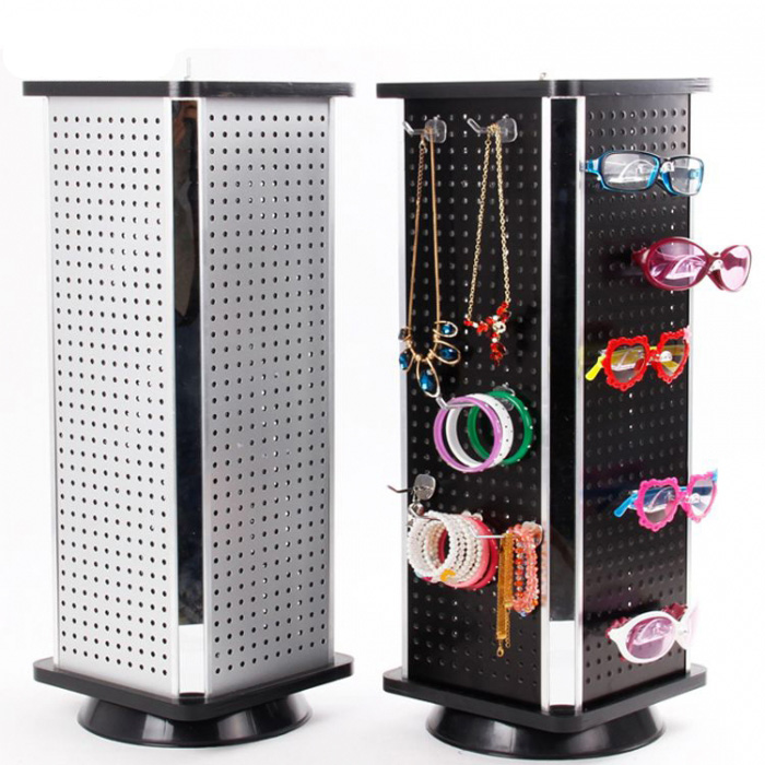 Customized Black Counter Top Spinning Metal Pegboard Display Rack (1)