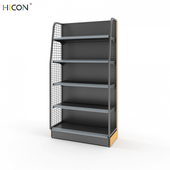 Durable Black Metal Shelf Rack With Net Separation For Shop (1)