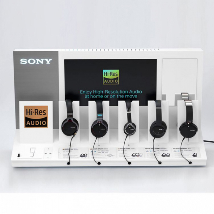 Elegant Customized White Counter Top Acrylic Headphone Display Stand (3)