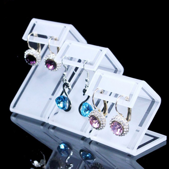 Elegant Single White Acrylic Jewelry Earring Display Stand Acrylic Pendants Display Holder (2)