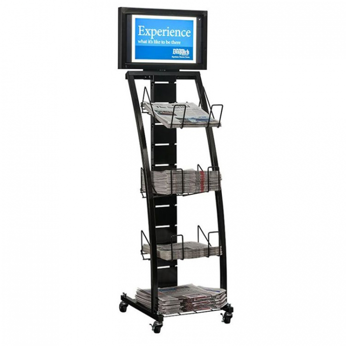 Experienced Movable Floorstanding Newspaper Magazine Brochure Display Rack (3)