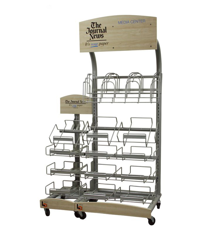 Experienced Movable Floorstanding Newspaper Magazine Brochure Display Rack (4)