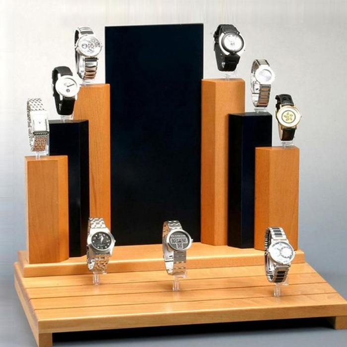 Fashion Brown Customized Wooden Digital Display Watch Stand (4)