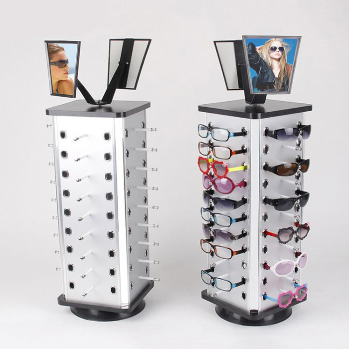 Fashion Customized Metal Sunglass Spinner Display Rack With Mirror (2)