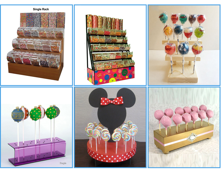 Fine Customized 3-Layers Brown Wooden Snack Lollipop Display Stand (5)