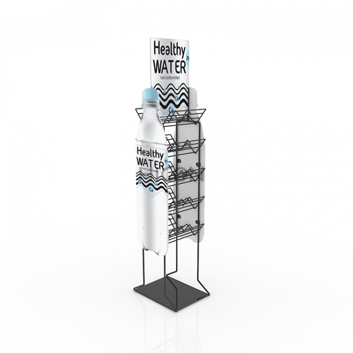 Floor Custom Black Metal Wire Water Bottle Display Rack (10)