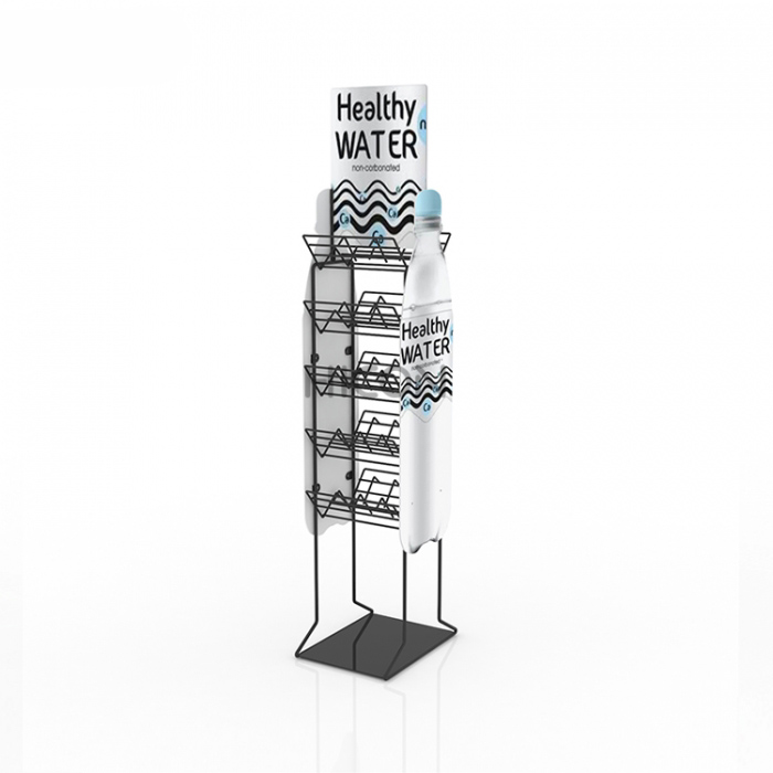 Floor Custom Black Metal Wire Water Bottle Display Rack (7)