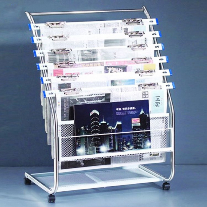 Floor Silver Metal Book Newspaper Display Rack Suppliers (2)