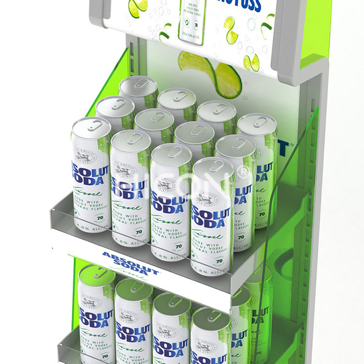 Floor Standing Energy Soft Drink POP Display Rack 4-Tier Drinks Display Rack (4)
