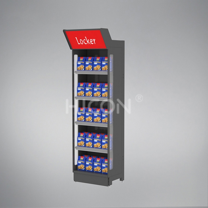 Floor Standing Metal Snacks Display Biscuits Display Stand For Retail Stores (1)