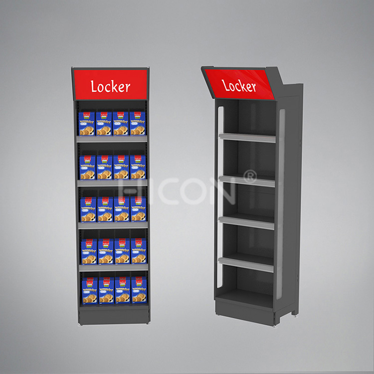 Floor Standing Metal Snacks Display Biscuits Display Stand For Retail Stores (6)