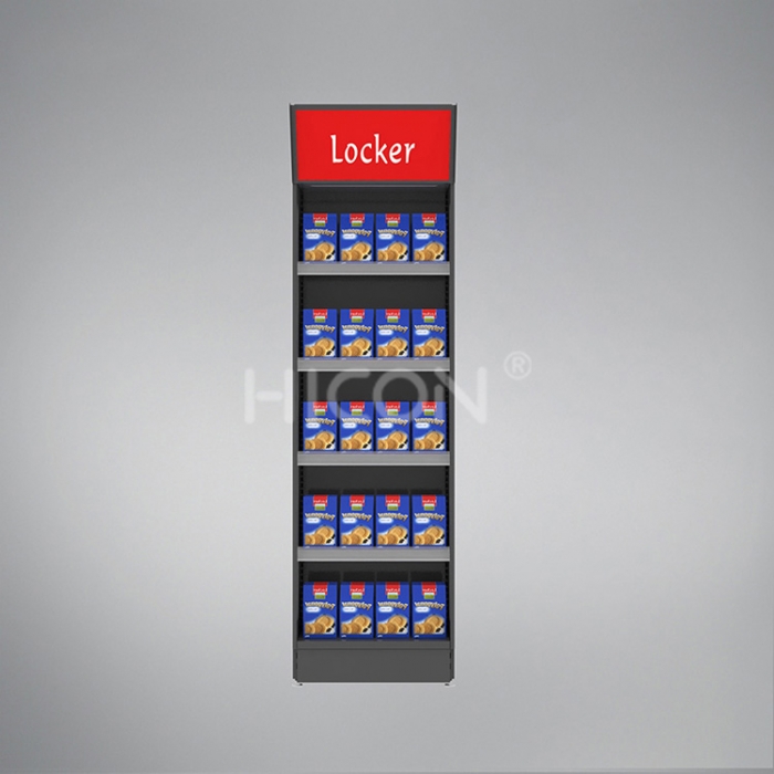 Floor Standing Metal Snacks Display Biscuits Display Stand For Retail Stores (7)