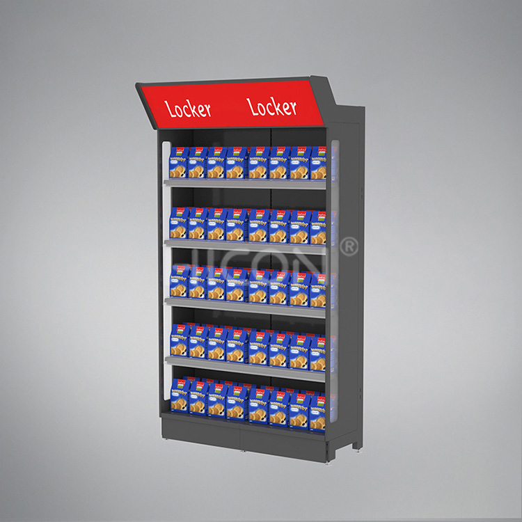 Floor Standing Metal Snacks Display Biscuits Display Stand For Retail Stores (8)