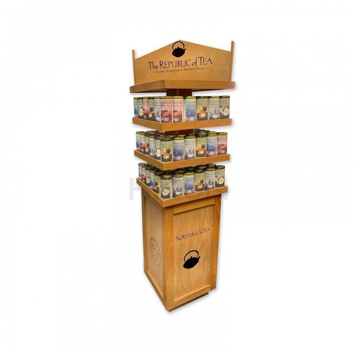 Food Merchandising Displays Custom 4-Tier Tea Bag Display Stand Movable (2)