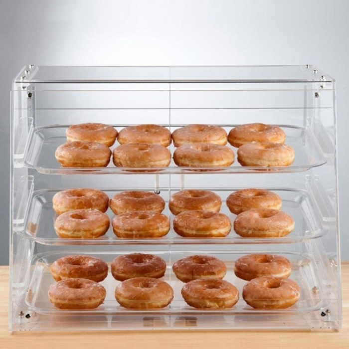 Free Design Food Shop Counter Top Clear Acrylic Bread Display Retail Bakery Cake Display Case (1)