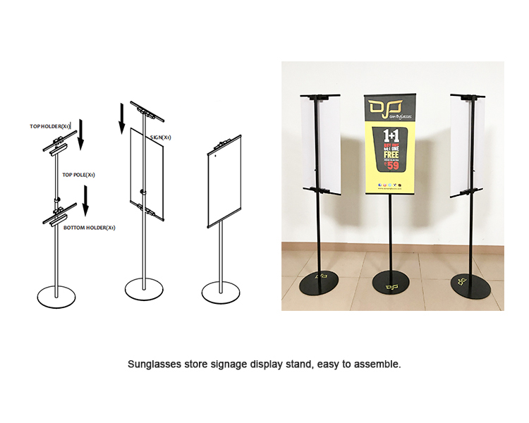 Free Standing Sign Stand, Black Metal Signage Display Changeable Graphic (5)