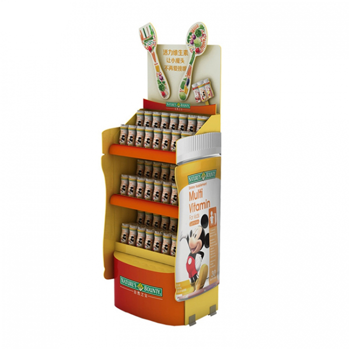 Freestanding Brown Point Of Sale Cardboard Vitamin Display Stands (1)