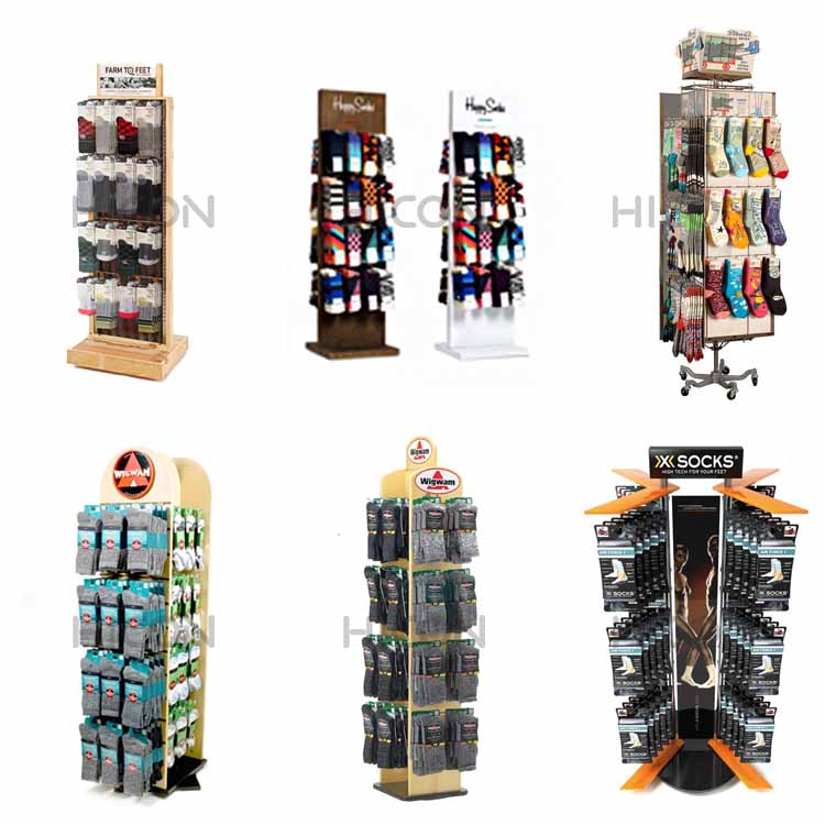 Freestanding Wooden Store Retail Sock Display Stands Double Sided (3)