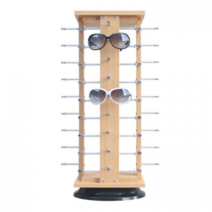 Functional Customized Wooden Countertop Rotating Sunglass Display Stand (3)