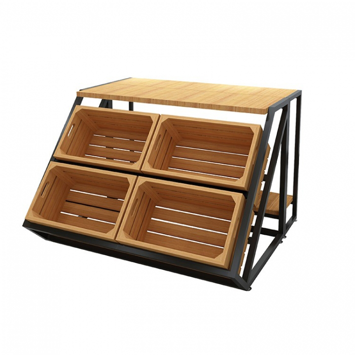 Functional Modern Counter-Top Brown Wood Gondola Display Stand (2)