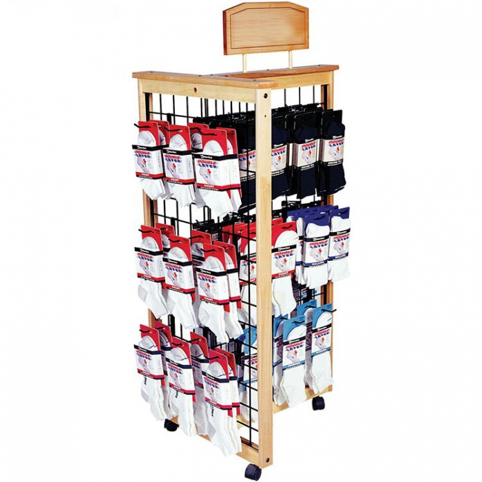 Functional Movable Customized Floor Wood Socks Display Stand (1)