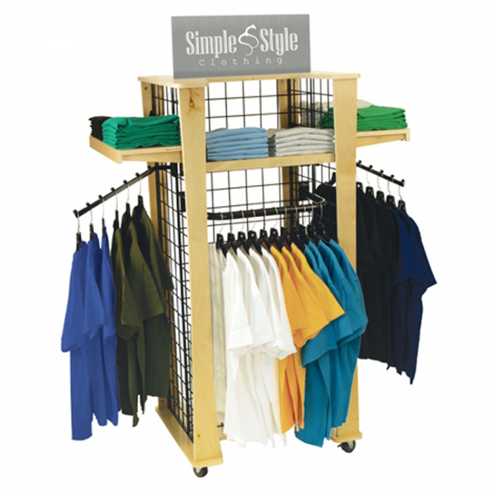 Get Attention Clothing Chain Store Wood Clothes Displays Movable (2)