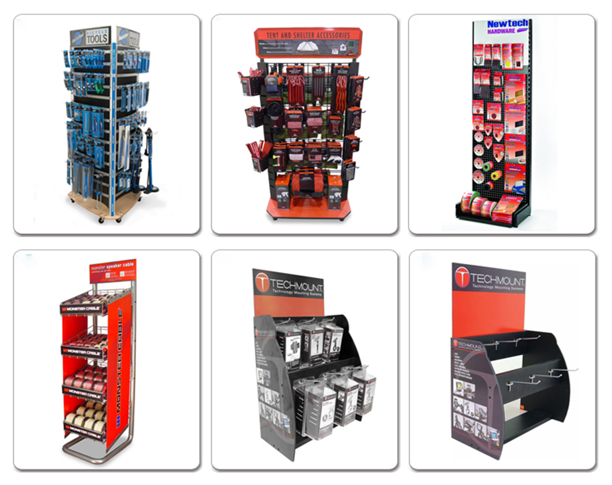 In Store Floorstanding Slatwall Display Rack, Unique Logo Tool Retail Display (1)