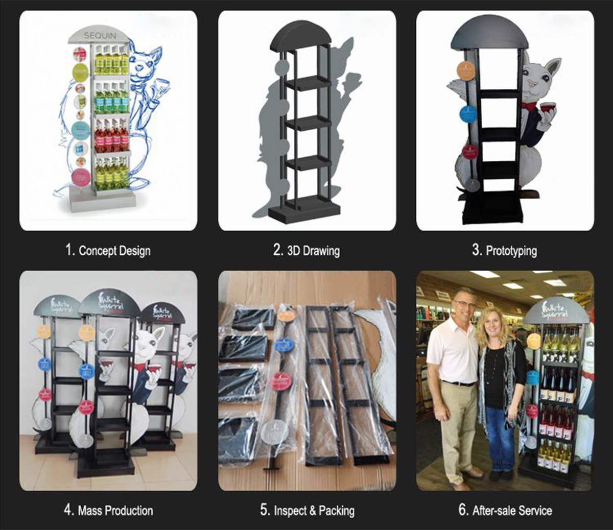 In Store Floorstanding Slatwall Display Rack, Unique Logo Tool Retail Display (4)