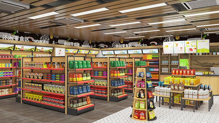 Large Brown Wood Retail Shop Supermarket Shelving System (2)