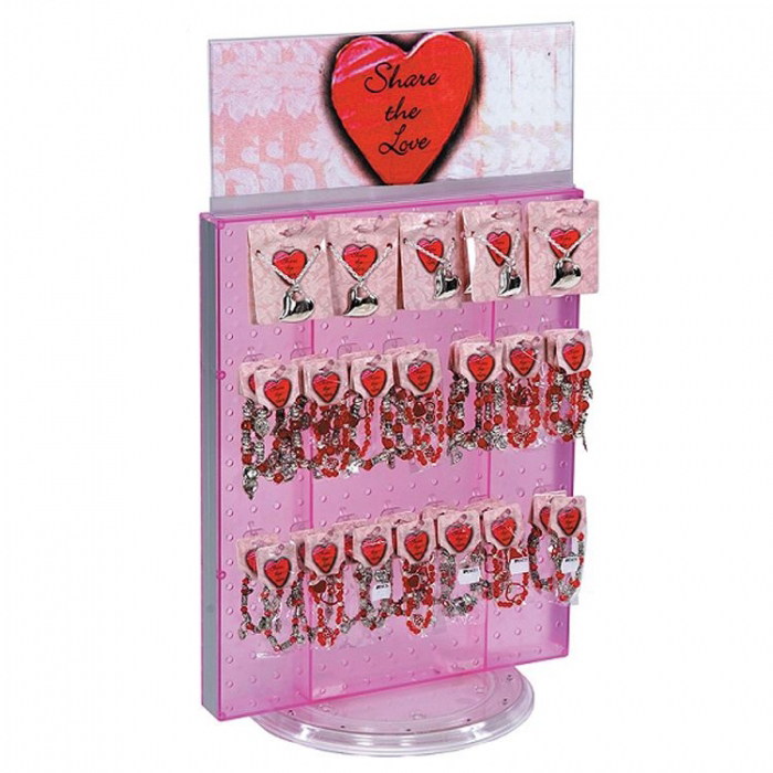 Lovely Rotating Pink Acrylic Custom Earring Card Display Rack (1)