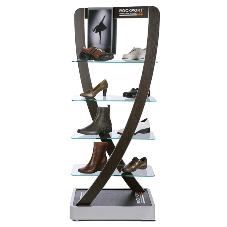 Merchandising Wood Acrylic Display For Shoes, Retail Shop Display Shelves (3)